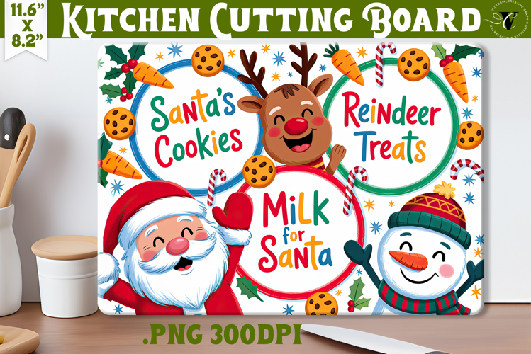 Christmas Treat Board | Christmas Cutting Board Santa Tray
