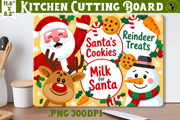 Christmas Treat Board | Christmas Cutting Board Santa Tray