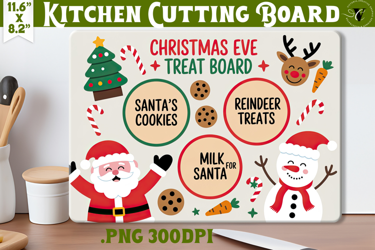 Christmas Treat Board | Christmas Cutting Board Santa Tray