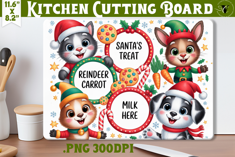 Christmas Treat Board | Christmas Cutting Board Santa Tray