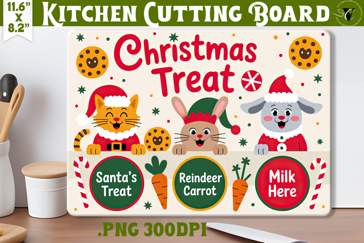 Christmas Treat Board | Christmas Cutting Board Santa Tray