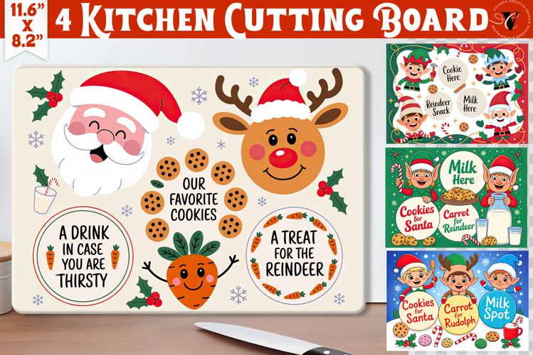 Christmas Treat Board | Christmas Cutting Board Santa Tray