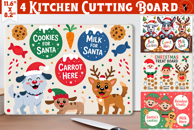 Christmas Treat Board | Christmas Cutting Board Santa Tray