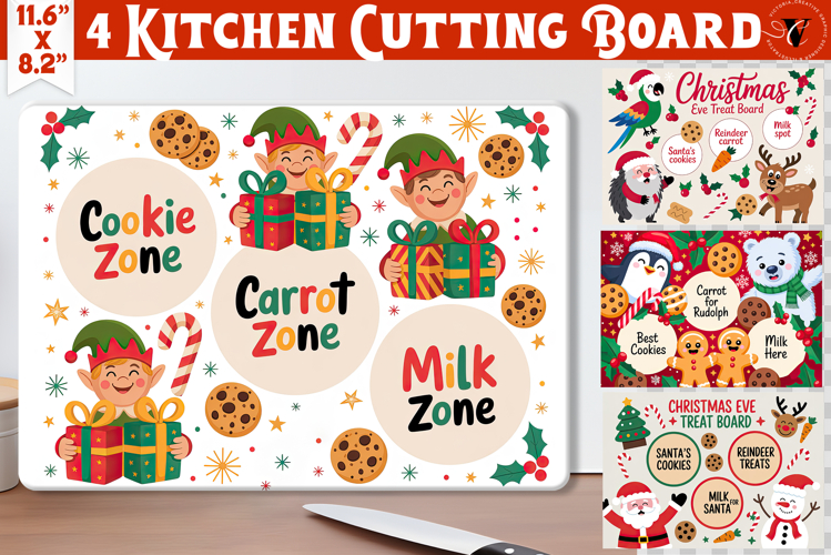 Christmas Treat Board | Christmas Cutting Board Santa Tray