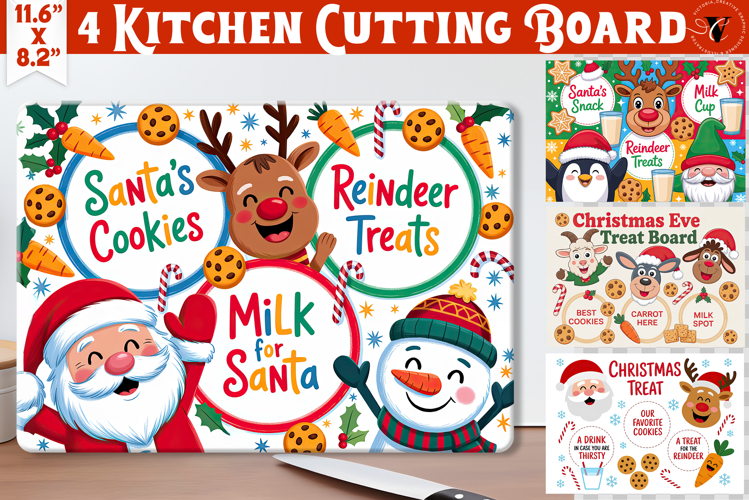 Christmas Treat Board | Christmas Cutting Board Santa Tray