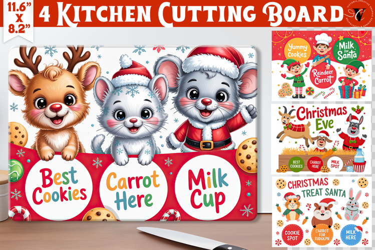 Christmas Treat Board | Christmas Cutting Board Santa Tray