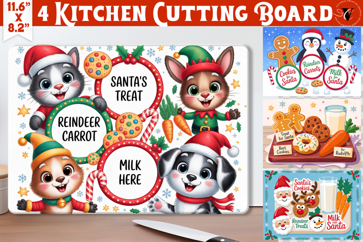 Christmas Treat Board | Christmas Cutting Board Santa Tray