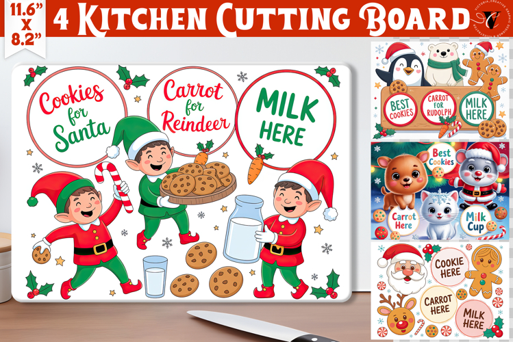 Christmas Treat Board | Christmas Cutting Board Santa Tray