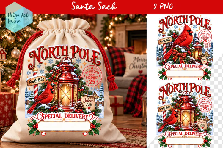 Christmas Santa Sack Sublimation, North Pole Express Santa