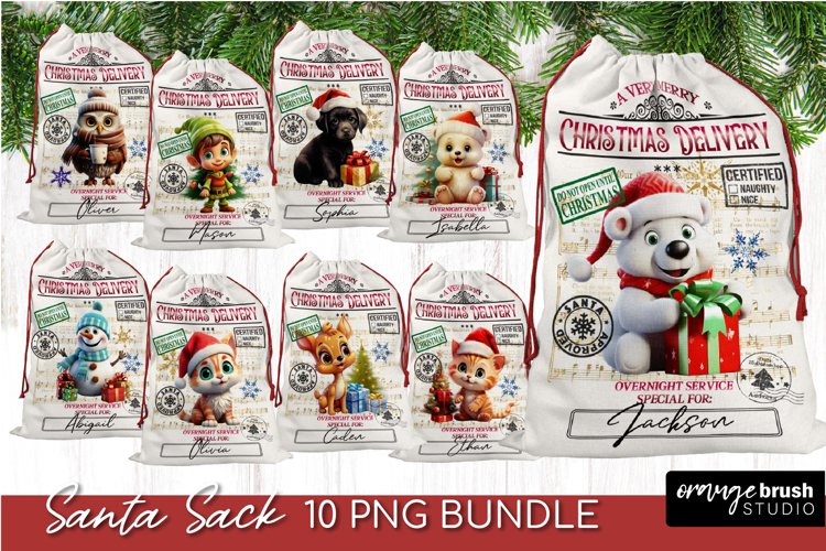 Santa Sack Bundle, Christmas Gift Bag Sublimation Bundle