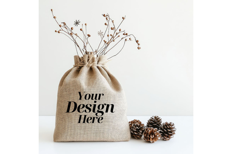 Christmas Sack Mockup White Canvas Santa Sack Bag Mockup_15
