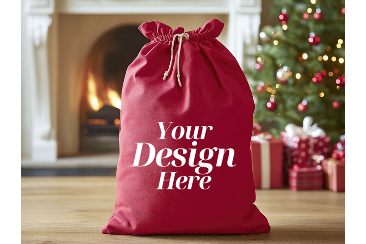 Christmas Sack Mockup White Canvas Santa Sack Bag Mockup_38
