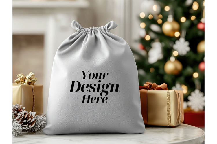 Christmas Sack Mockup White Canvas Santa Sack Bag Mockup_40