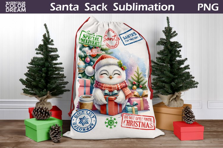 Santa Sack Sublimation | Christmas Owl Santa Sack