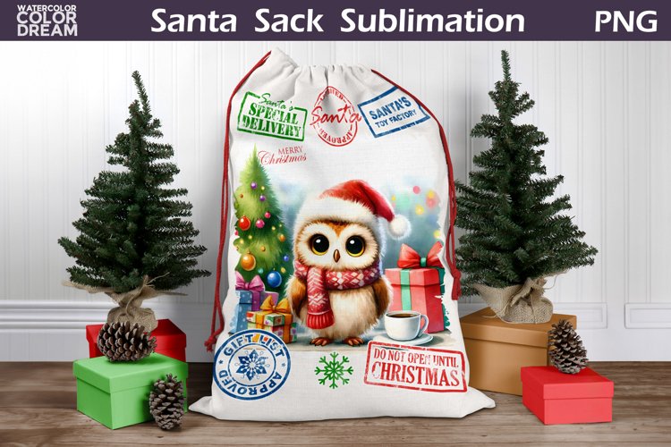 Santa Sack Sublimation | Christmas Owl Santa Sack
