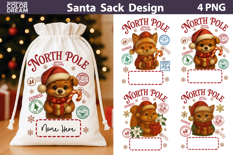 Santa Sack Sublimation| North Pole Express Clipart