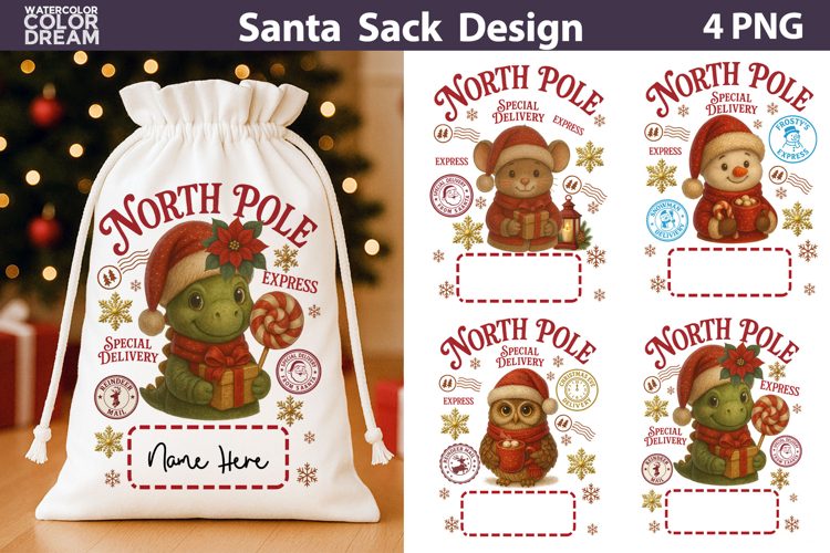 Santa Sack Sublimation| North Pole Express Clipart