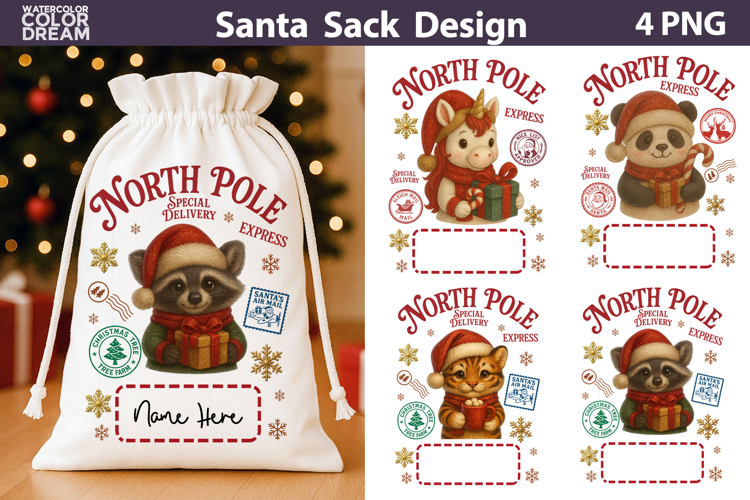 Santa Sack Sublimation| North Pole Express Clipart