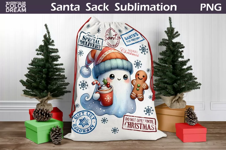 Santa Sack Sublimation | Christmas Ghost Santa Sack