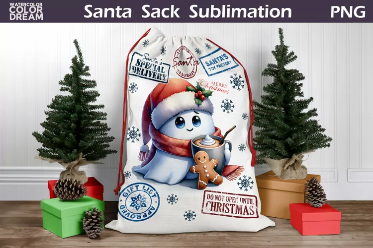 Santa Sack Sublimation | Christmas Ghost Santa Sack