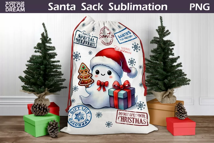 Santa Sack Sublimation | Christmas Ghost Santa Sack