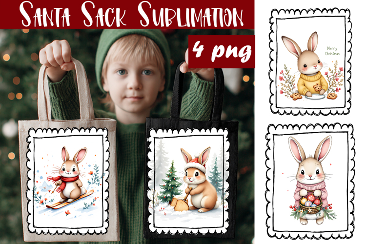 Cute animal Tote Bag Design. Christmas Tote Bag Sublimation