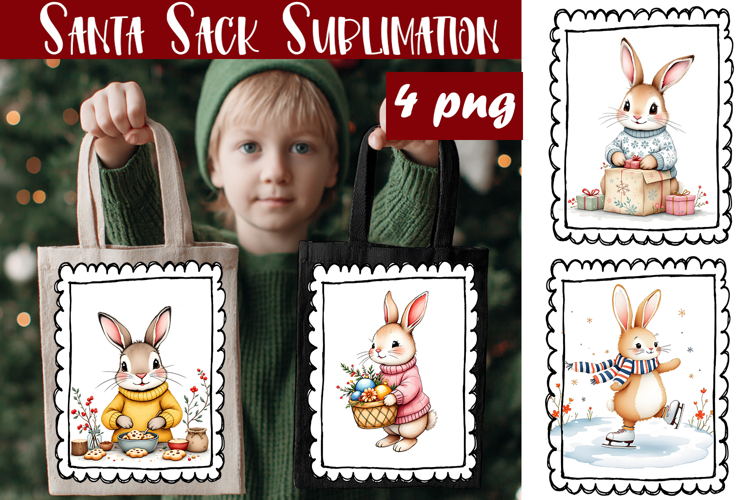 Cute animal Tote Bag Design. Christmas Tote Bag Sublimation