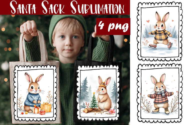 Cute animal Tote Bag Design. Christmas Tote Bag Sublimation