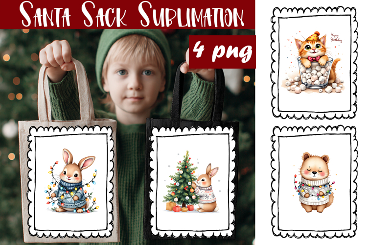 Cute animal Tote Bag Design. Christmas Tote Bag Sublimation