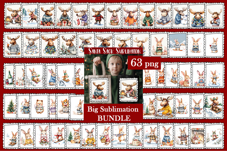 Cute animal Tote Bag Design. Christmas Tote Bag Sublimation