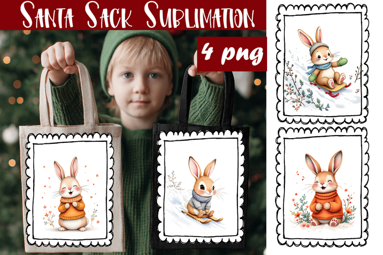 Cute animal Tote Bag Design. Christmas Tote Bag Sublimation