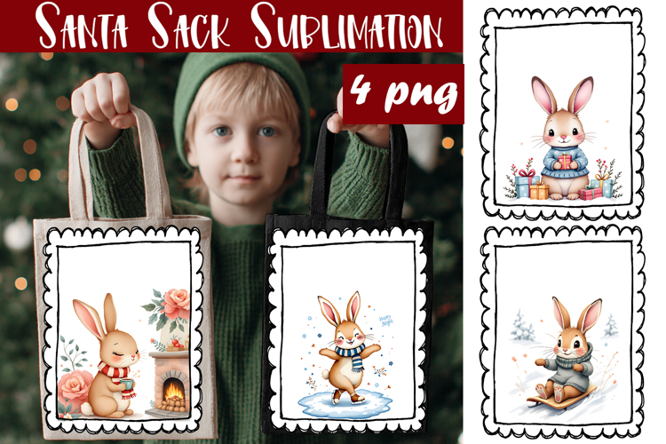 Cute animal Tote Bag Design. Christmas Tote Bag Sublimation