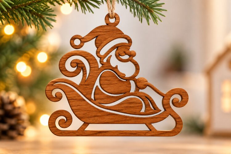 Santa Sleigh Door Hanger SVG Laser Cut example image 1