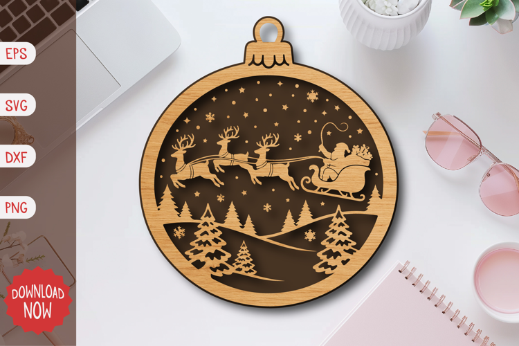Santa Sleigh Ornament SVG