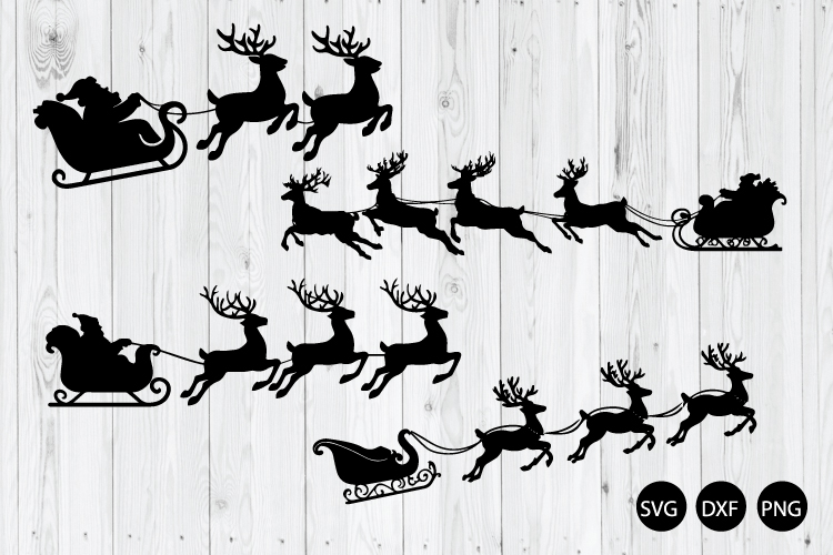 Santa Sleigh Reindeer Christmas SVG, Believe SVG, Christmas