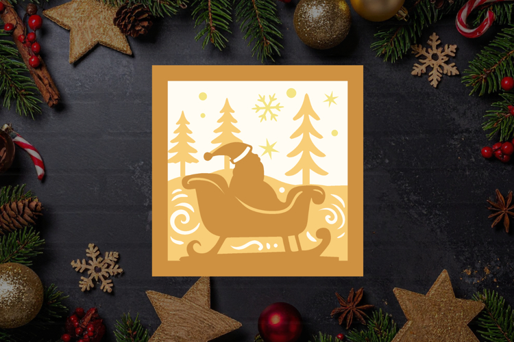 Santa Sleigh Christmas Shadow Box