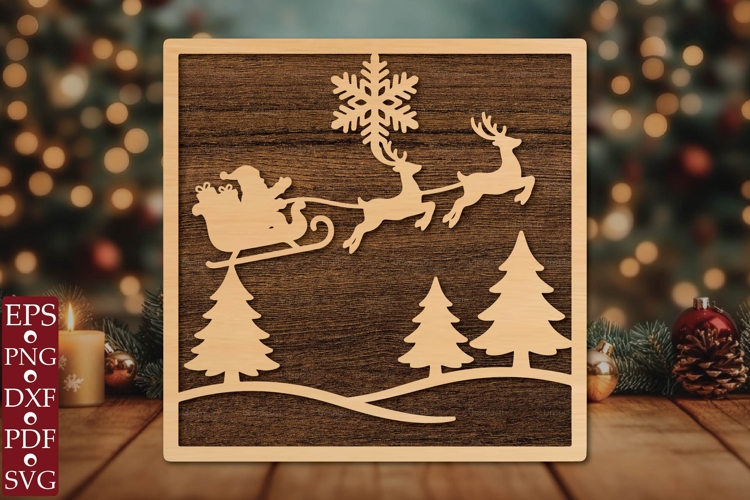 Santa Sleigh SVG Laser Cut