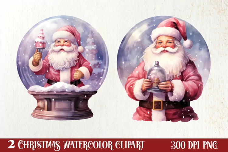 Santa Claus In Snow Globe Clipart Sublimation, Christmas SVG
