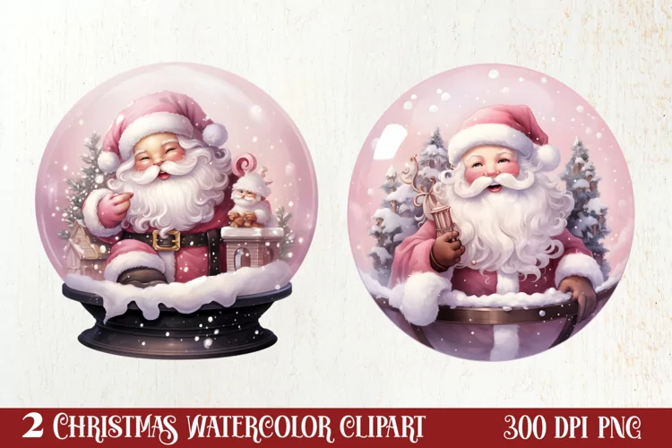 Santa Claus In Snow Globe Clipart Sublimation, Christmas SVG