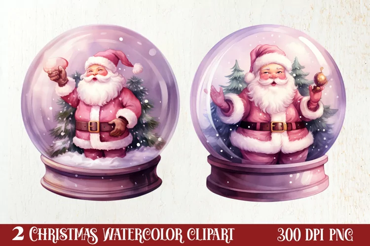 Santa Claus In Snow Globe Clipart Sublimation, Christmas SVG