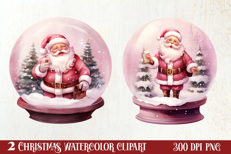 Santa Claus In Snow Globe Clipart Sublimation, Christmas SVG