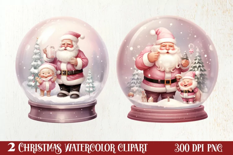 Santa Claus In Snow Globe Clipart Sublimation, Christmas SVG