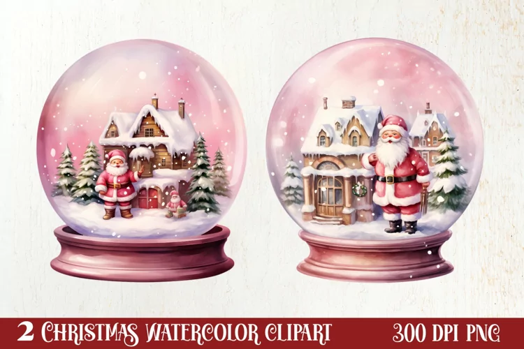 Santa Claus In Snow Globe Clipart Sublimation, Christmas SVG