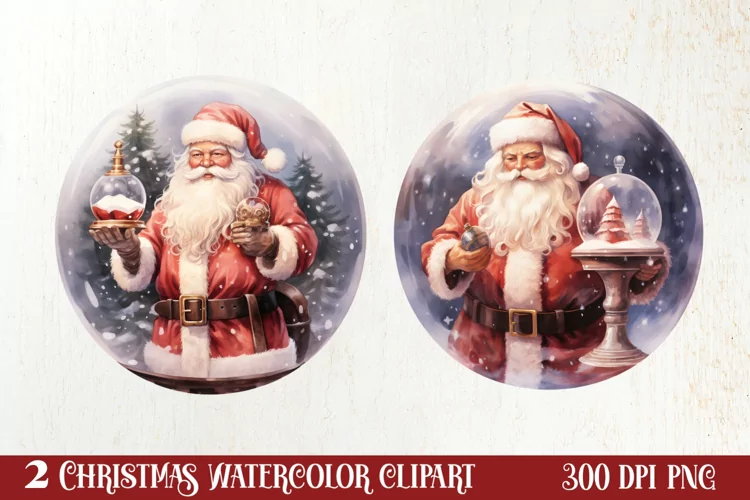 Santa Claus In Snow Globe Clipart Sublimation, Christmas SVG