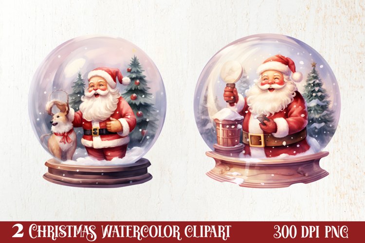 Santa Claus In Snow Globe Clipart Sublimation, Christmas SVG