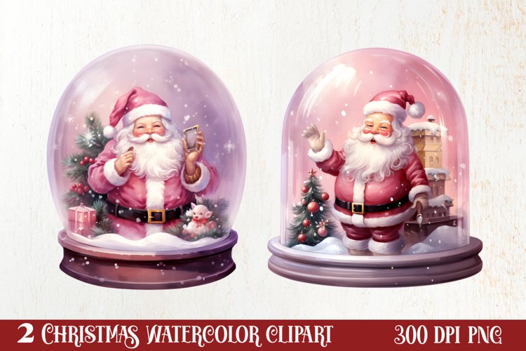 Santa Claus In Snow Globe Clipart Sublimation, Christmas SVG