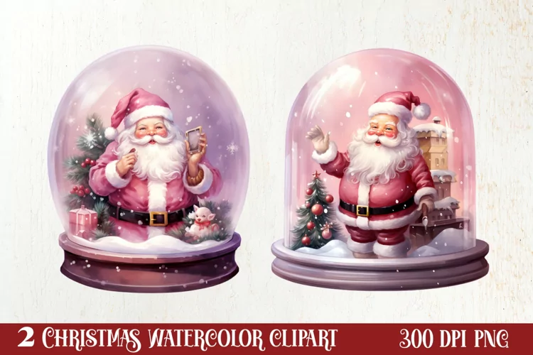 Santa Claus In Snow Globe Clipart Sublimation, Christmas SVG