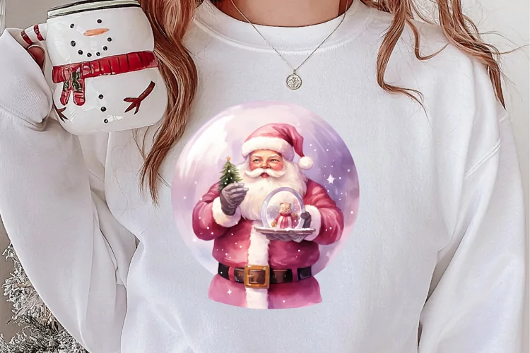 Santa Claus In Snow Globe Clipart Sublimation, Christmas SVG