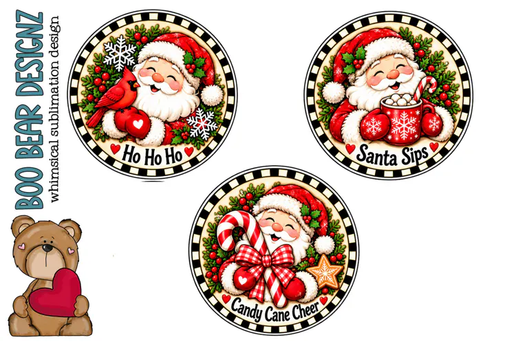 Whimsical Santa Christmas Stickers