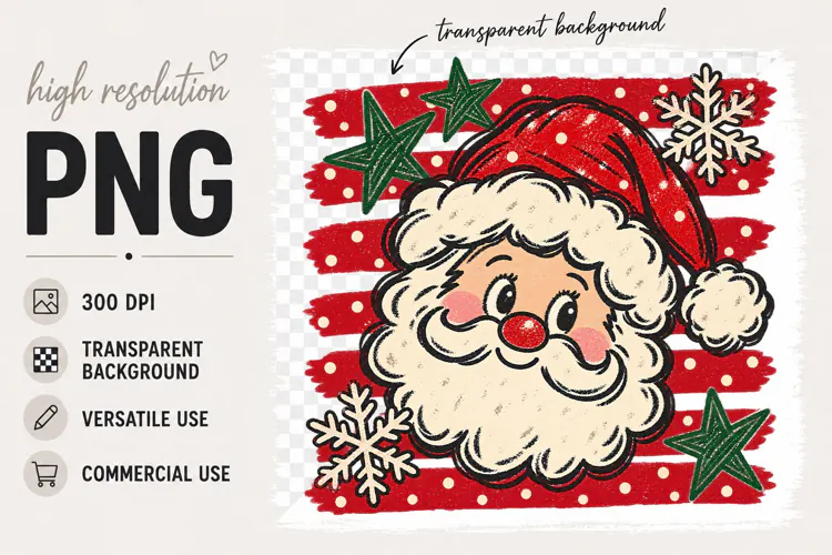Santa Face Sublimation | Christmas Clipart png
